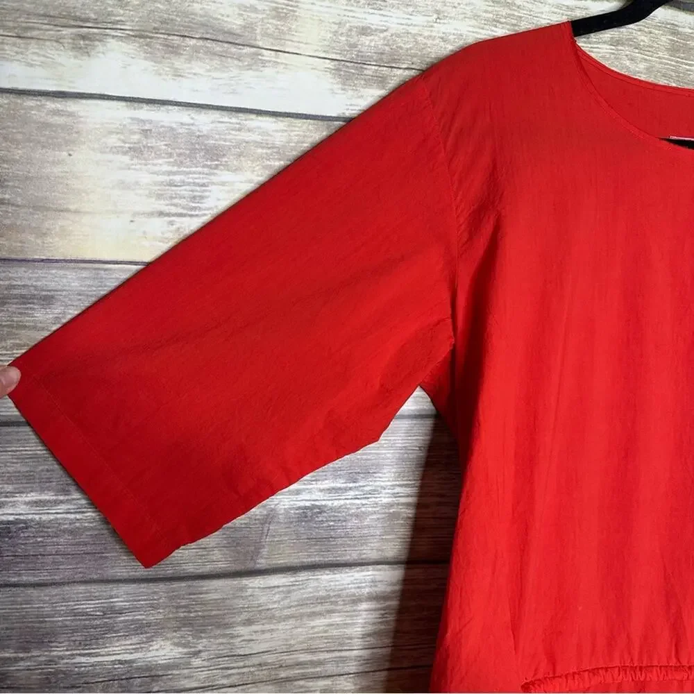 MANUELLE GUIBAL red Poplin pop over dress with drawstring waist S - Picture 4 of 10